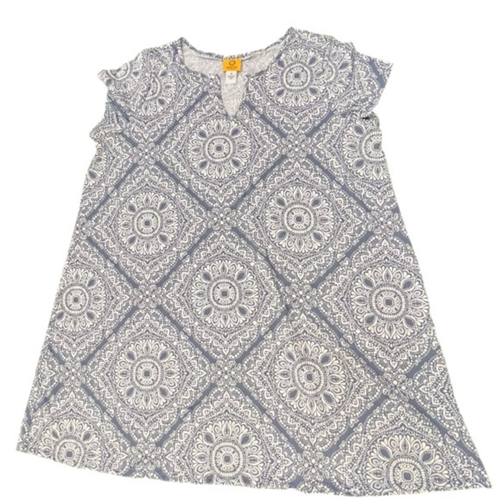 Ruby Rd Dress Size 1X MIDI Lightweight Puffy Texture Mandala Print T-Shirt Style